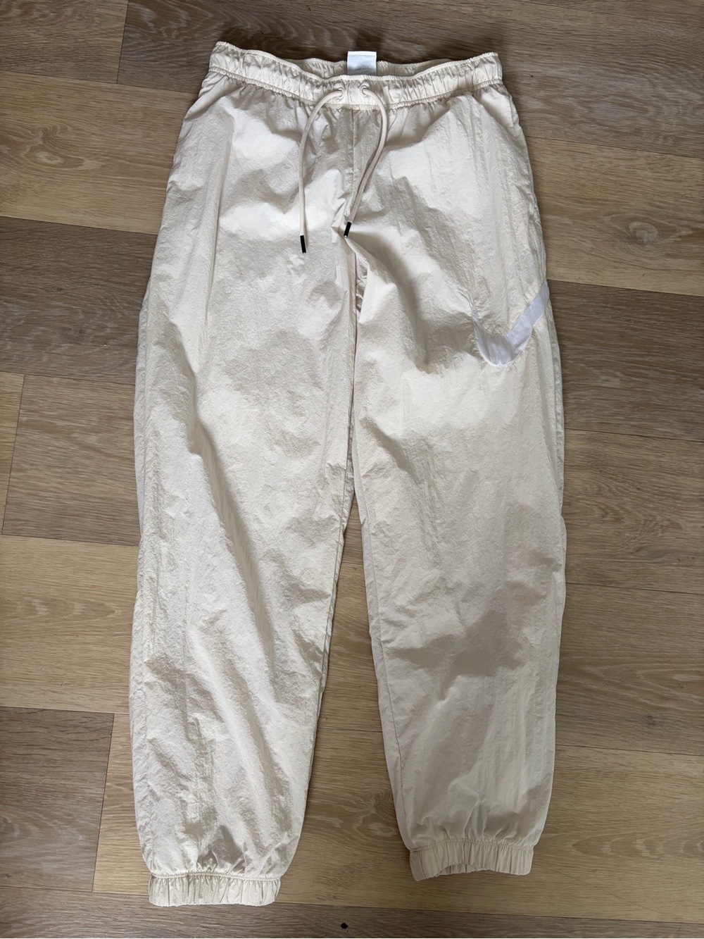 Nike Cream Oversized Swoosh Woven Track Pants Joggers Small
